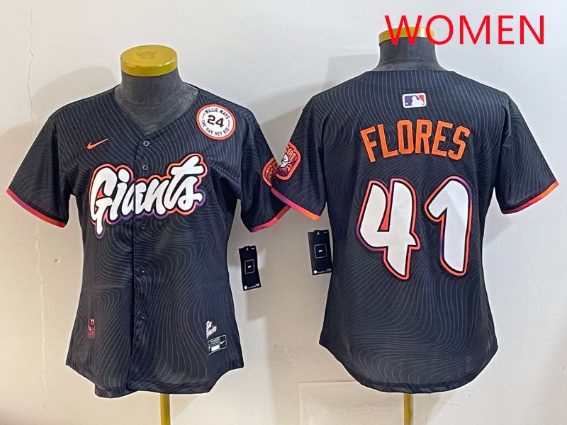 Women San Francisco Giants 41 Flores Black Joint Name 2025 Nike MLB Jersey style 10
